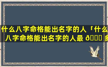 什么八字命格能出名字的人「什么八字命格能出名字的人最 🐎 多」